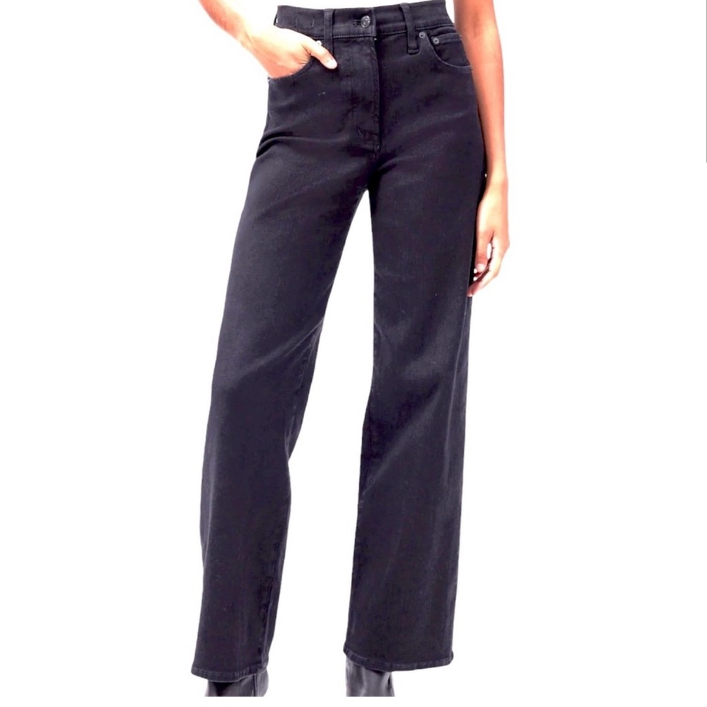 MADEWELL The Perfect Vintage Wide Leg Jean Black Rinse Wash Women 30 High Waist